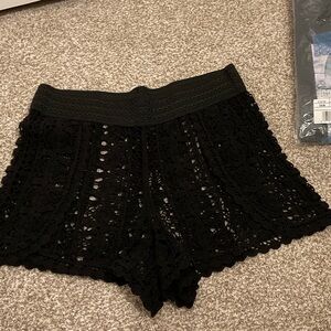 Gianni Bini Black High Waist Lace Shorts